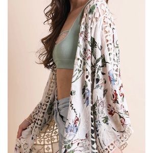 Anthropologie Crocheted Kimono Duster Cardigan